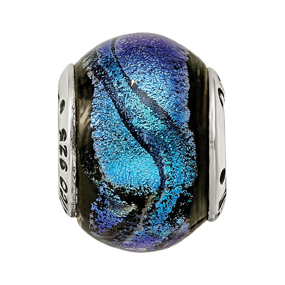 Sterlingsilber Reflections Blau Dichroic Glas Perle