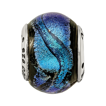 Sterlingsilber Reflections Blau Dichroic Glas Perle