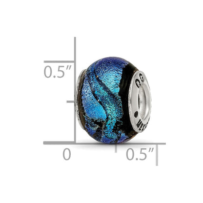 Sterlingsilber Reflections Blau Dichroic Glas Perle