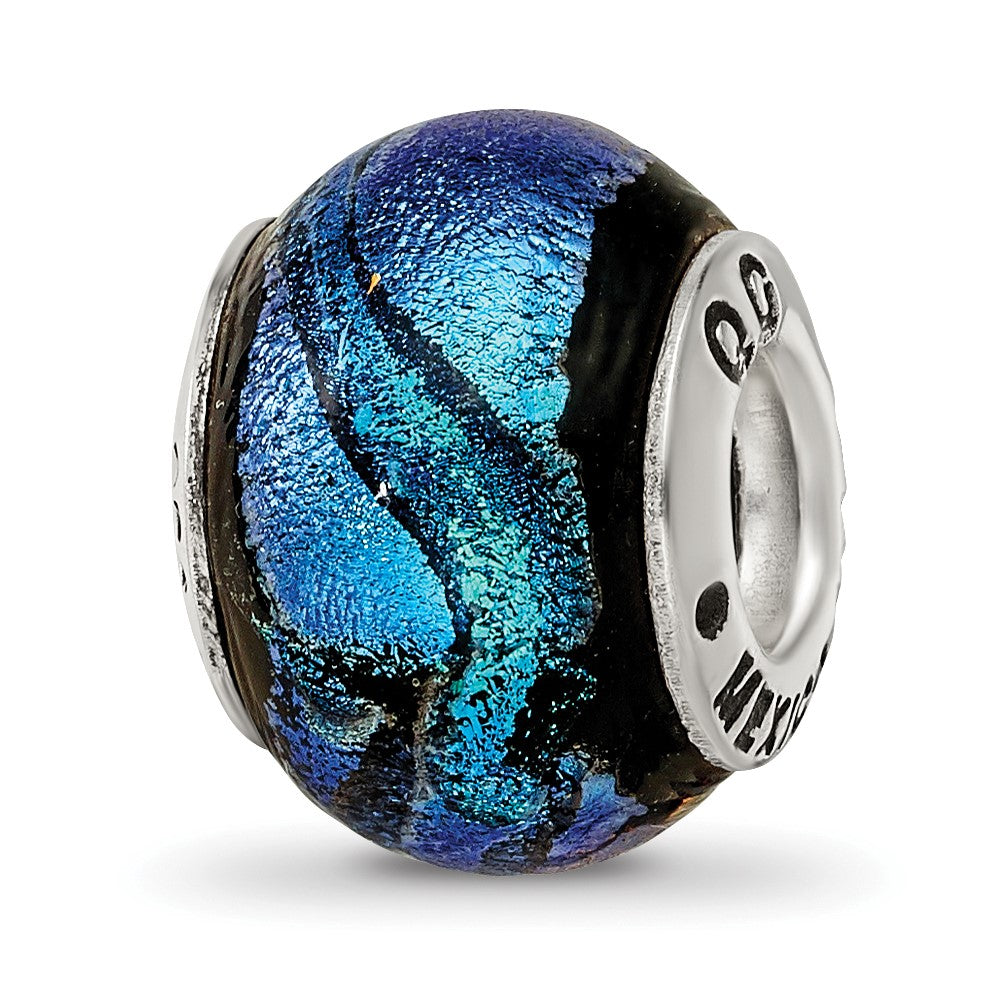 Sterlingsilber Reflections Blau Dichroic Glas Perle
