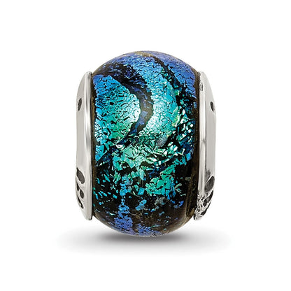 Sterlingsilber Reflections Grün Dichroic Glas Perle