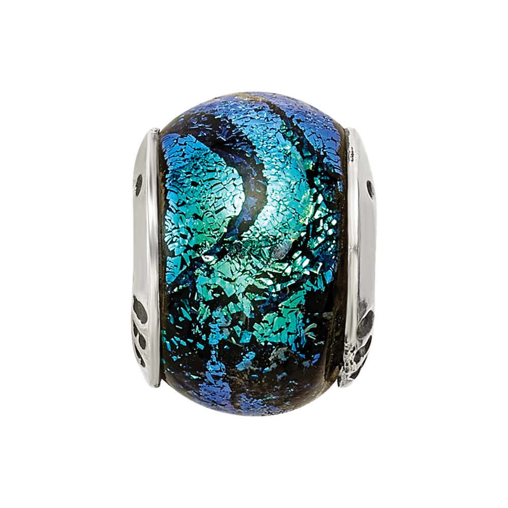 Sterlingsilber Reflections Grün Dichroic Glas Perle
