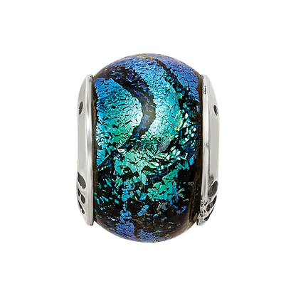 Sterlingsilber Reflections Grün Dichroic Glas Perle