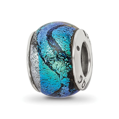 Sterlingsilber Reflections Grün Dichroic Glas Perle