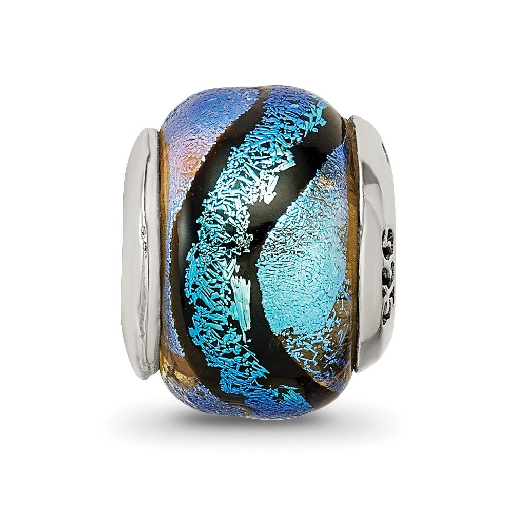 Sterlingsilber Reflections Blau Dichroic Glas Perle