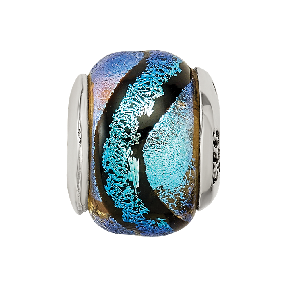 Sterlingsilber Reflections Blau Dichroic Glas Perle