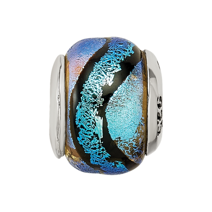 Sterlingsilber Reflections Blau Dichroic Glas Perle