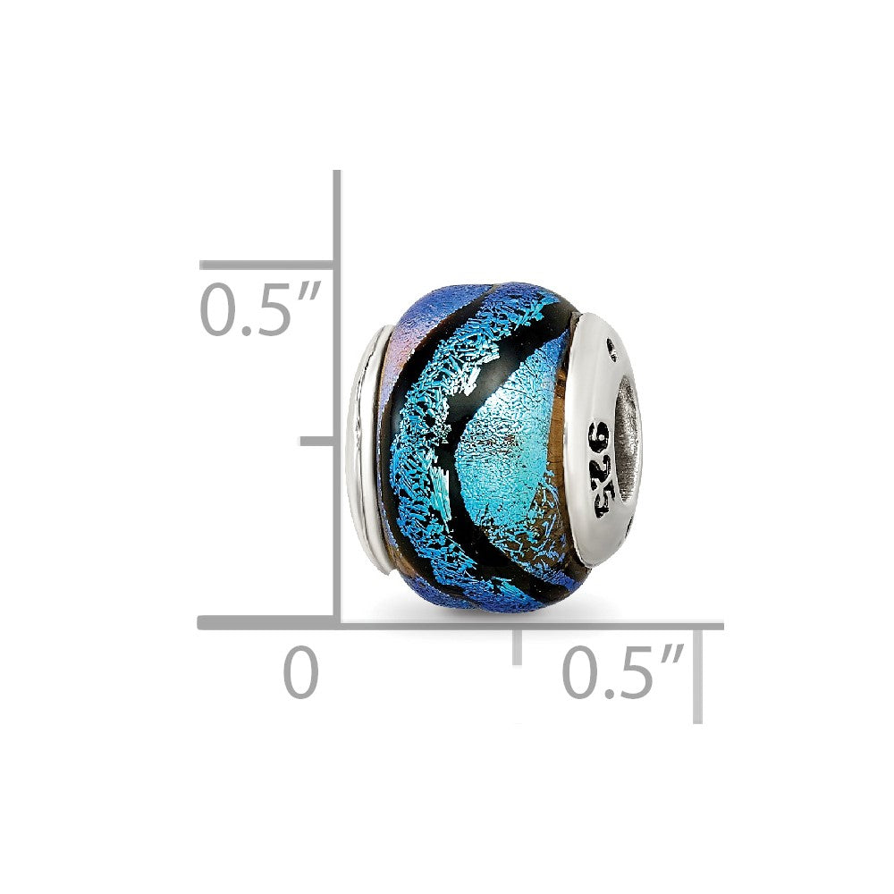 Sterlingsilber Reflections Blau Dichroic Glas Perle