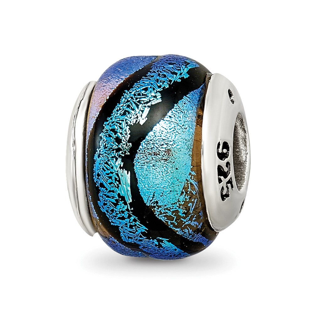 Sterlingsilber Reflections Blau Dichroic Glas Perle