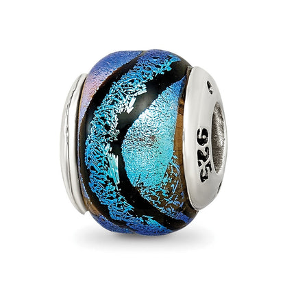 Sterlingsilber Reflections Blau Dichroic Glas Perle