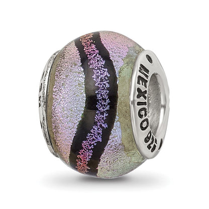 Sterlingsilber Reflections Lila Dichroic Glas Perle