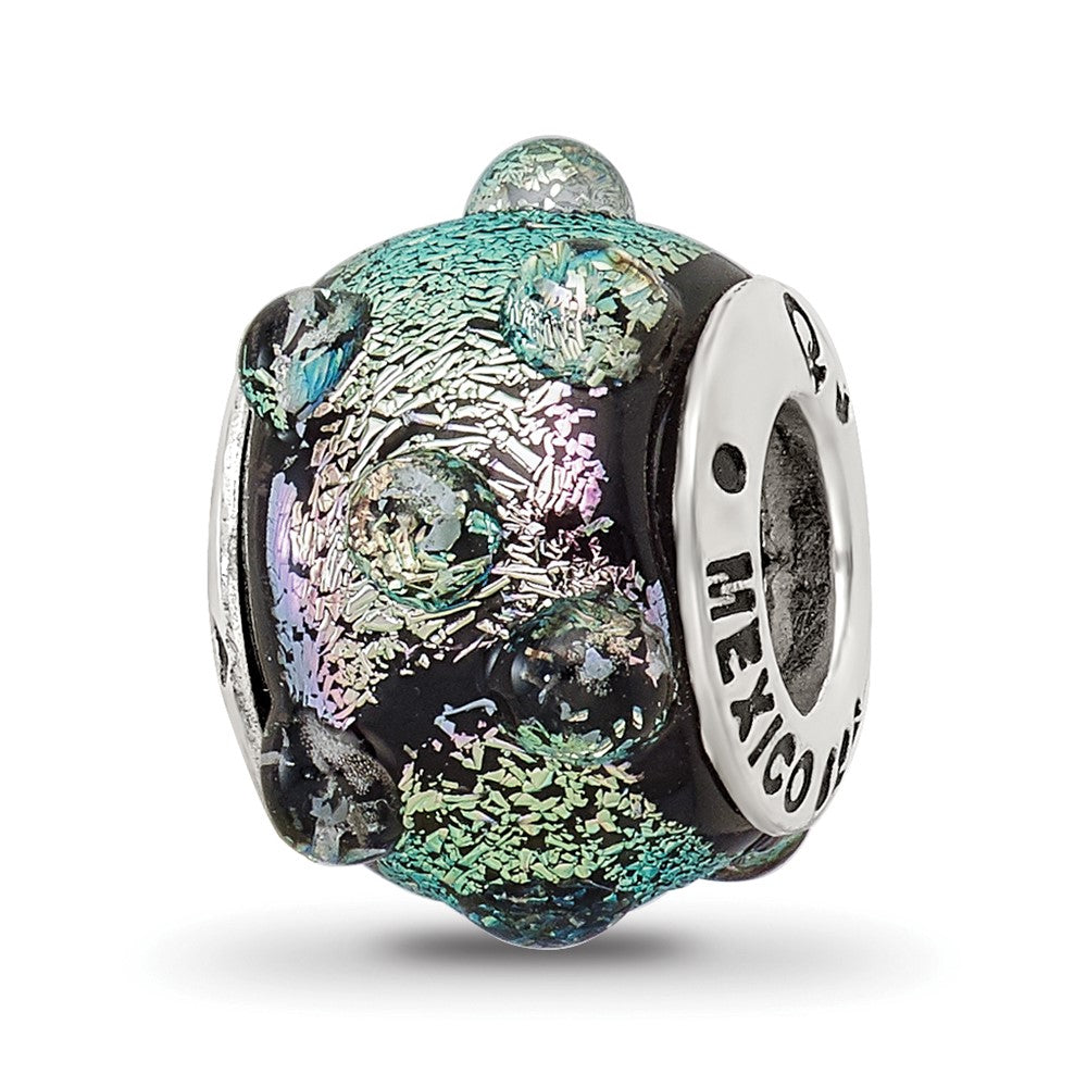 Sterlingsilber Reflections Lila Dichroic Glas Perle