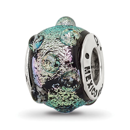 Sterlingsilber Reflections Lila Dichroic Glas Perle
