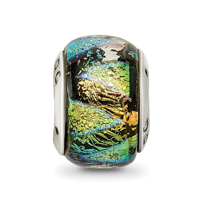 Sterlingsilber Reflections Grün Dichroic Glas Perle