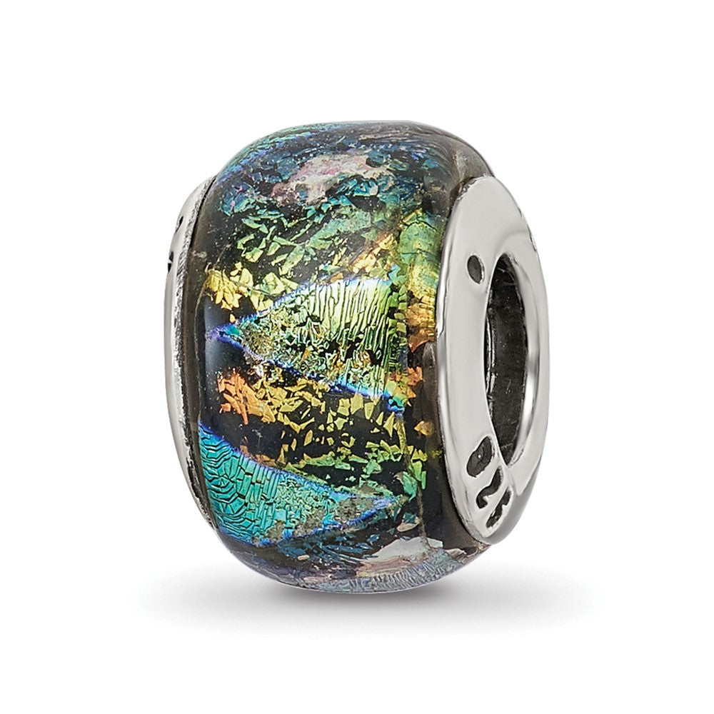 Sterlingsilber Reflections Grün Dichroic Glas Perle