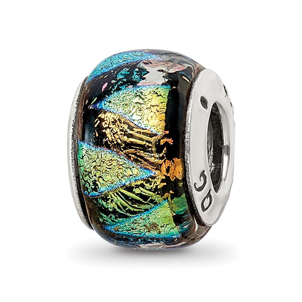 Sterlingsilber Reflections Grün Dichroic Glas Perle