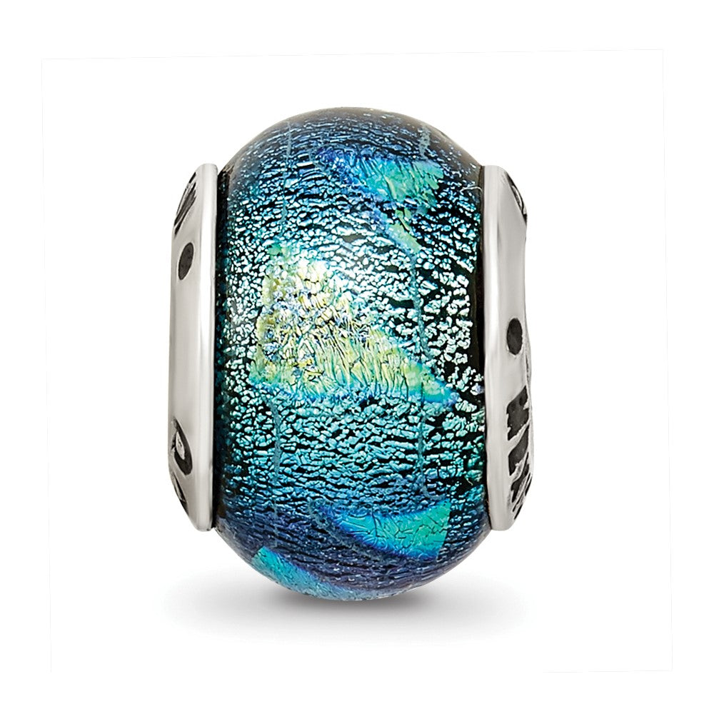 Sterlingsilber Reflections Blau Dichroic Glas Perle