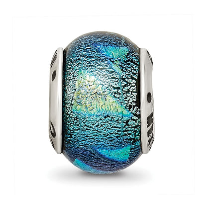 Sterlingsilber Reflections Blau Dichroic Glas Perle