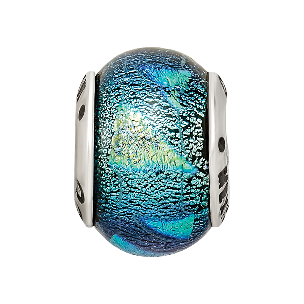 Sterlingsilber Reflections Blau Dichroic Glas Perle