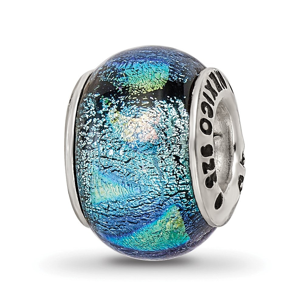 Sterlingsilber Reflections Blau Dichroic Glas Perle