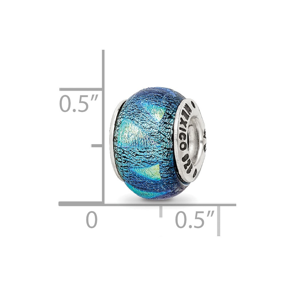 Sterlingsilber Reflections Blau Dichroic Glas Perle