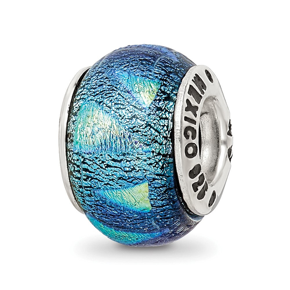 Sterlingsilber Reflections Blau Dichroic Glas Perle