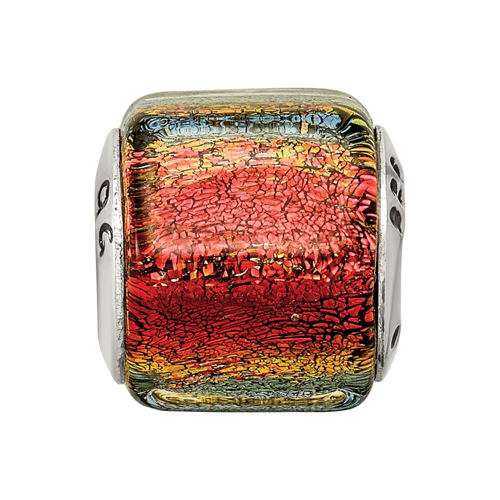 Sterlingsilber Reflections Orange Dichroic Glas Perle