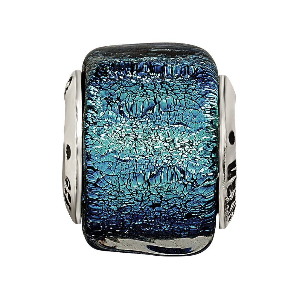 Sterlingsilber Reflections Blau Dichroic Glas Perle