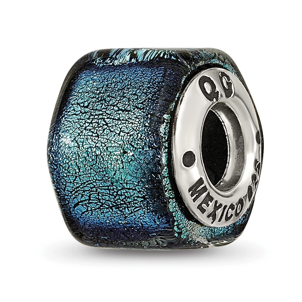 Sterlingsilber Reflections Blau Dichroic Glas Perle