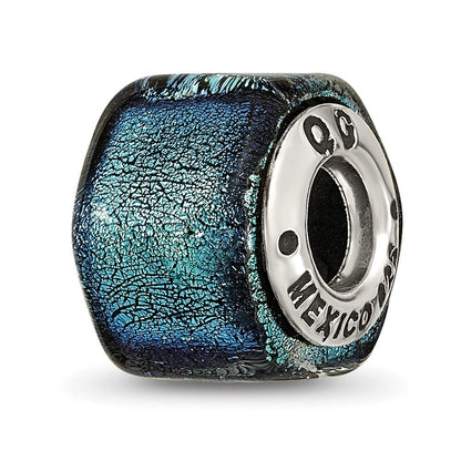 Sterlingsilber Reflections Blau Dichroic Glas Perle