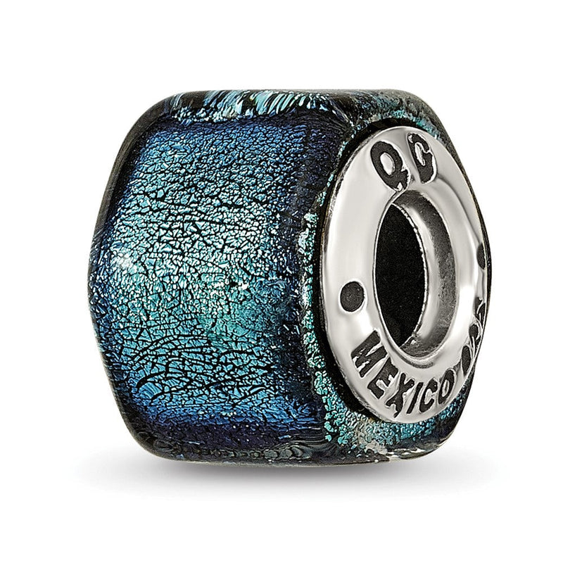 Sterlingsilber Reflections Blau Dichroic Glas Perle