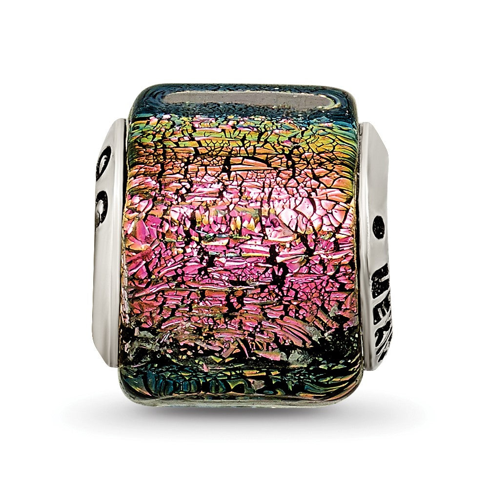 Sterlingsilber Reflections Lila/pink/green Dichroic Glas Perle