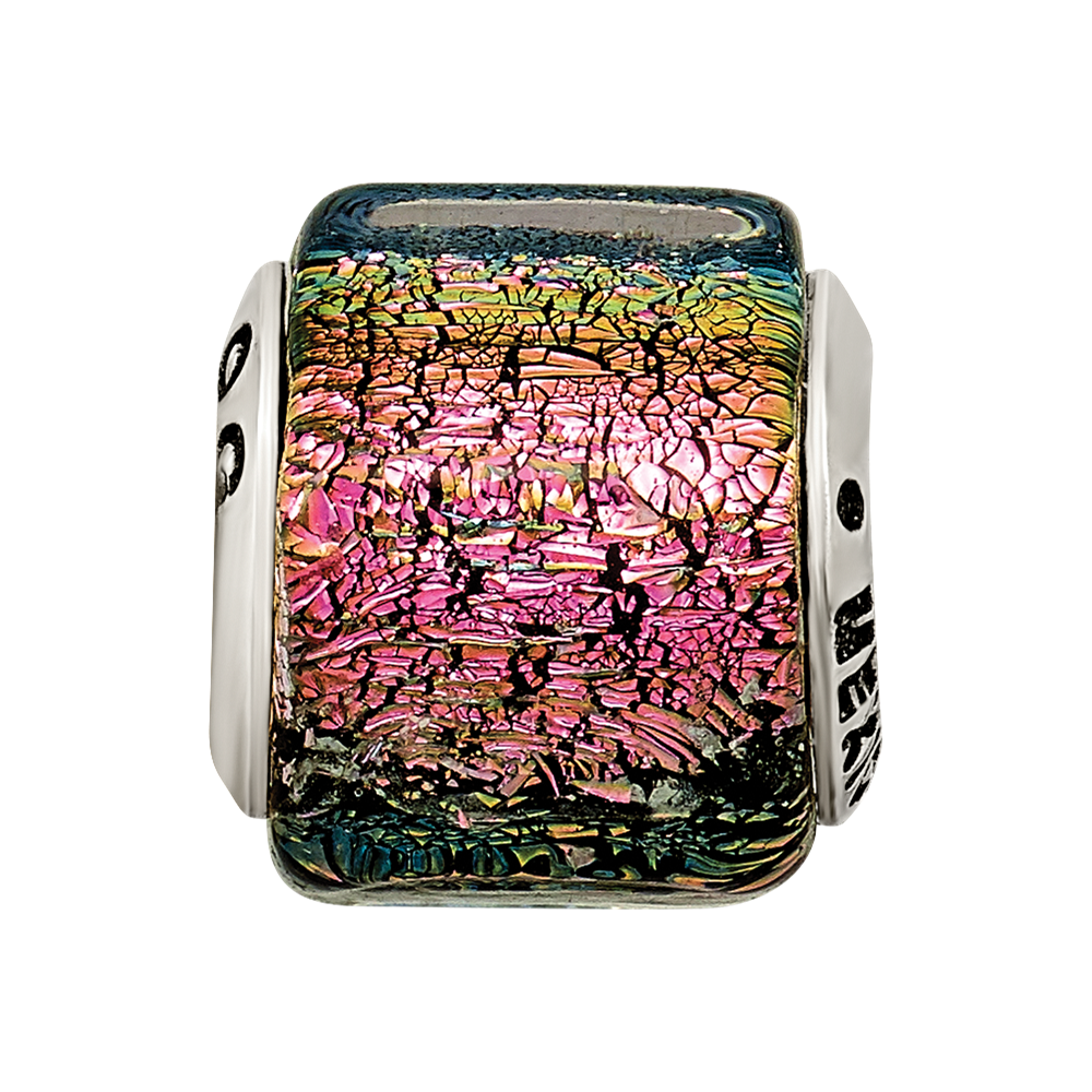 Sterlingsilber Reflections Lila/pink/green Dichroic Glas Perle