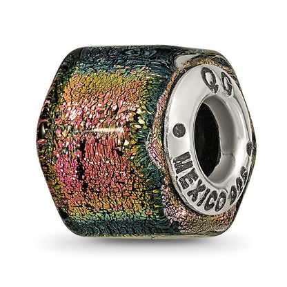 Sterlingsilber Reflections Lila/pink/green Dichroic Glas Perle