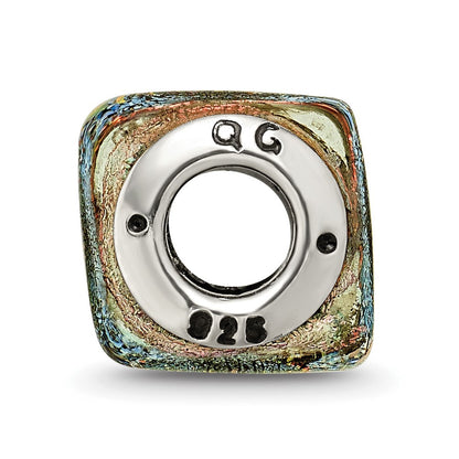 Sterlingsilber Reflections Orange Dichroic Glas Quadratisch Perle
