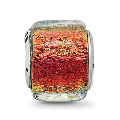Sterlingsilber Reflections Orange Dichroic Glas Quadratisch Perle