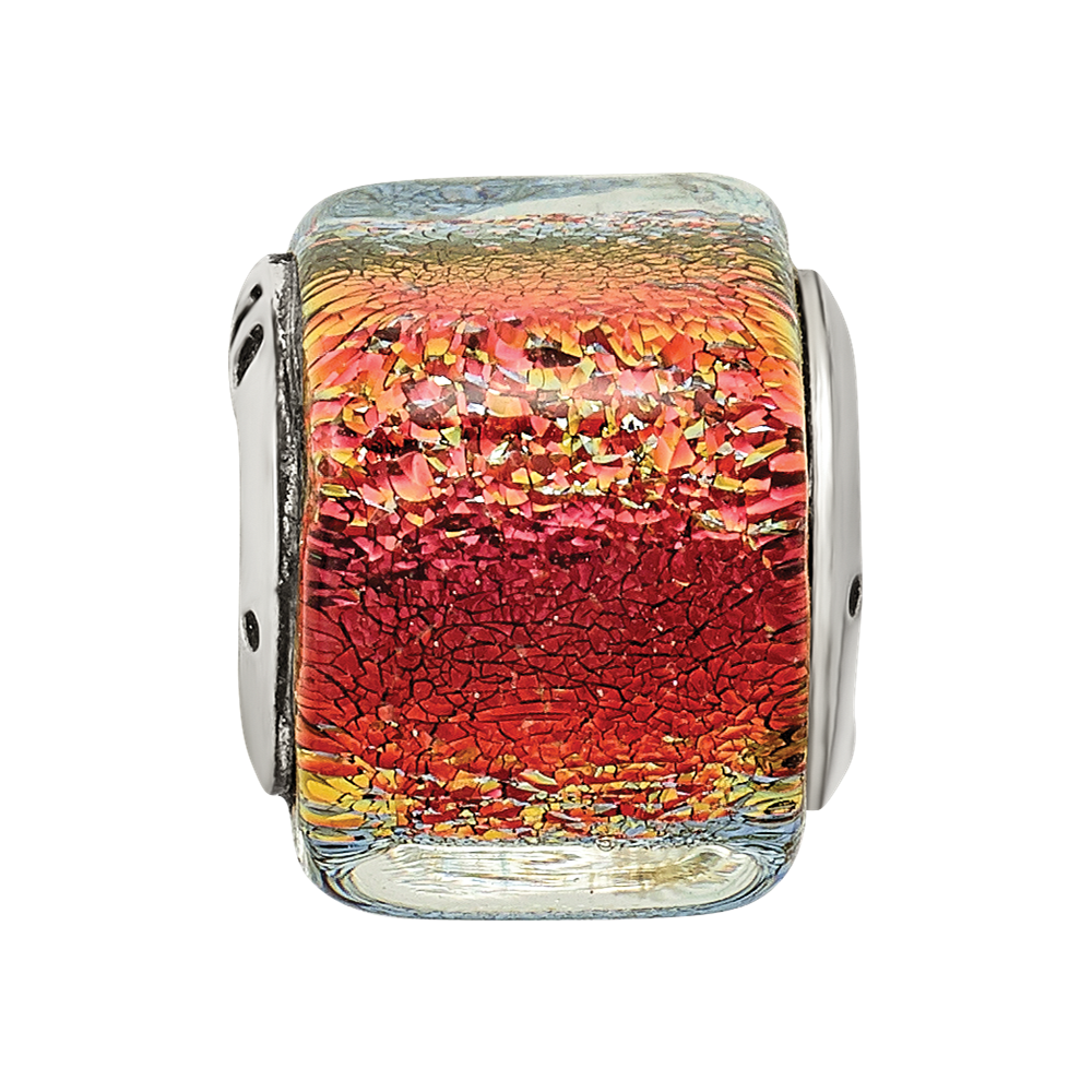 Sterlingsilber Reflections Orange Dichroic Glas Quadratisch Perle
