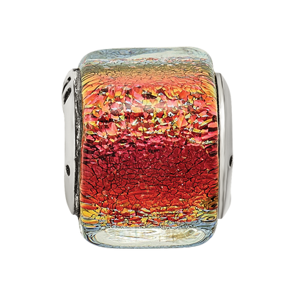 Sterlingsilber Reflections Orange Dichroic Glas Quadratisch Perle