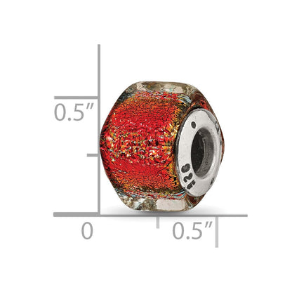 Sterlingsilber Reflections Orange Dichroic Glas Quadratisch Perle