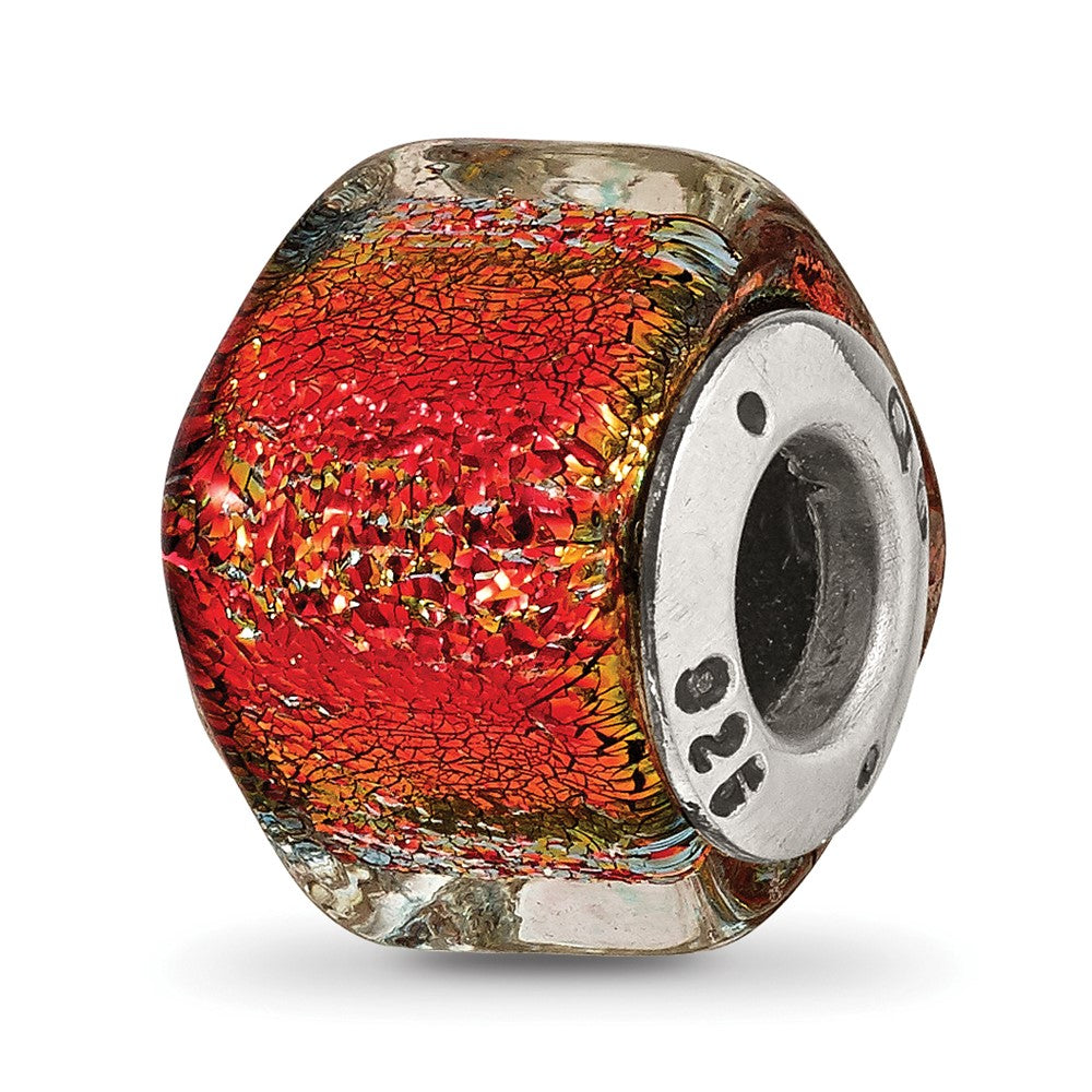Sterlingsilber Reflections Orange Dichroic Glas Quadratisch Perle