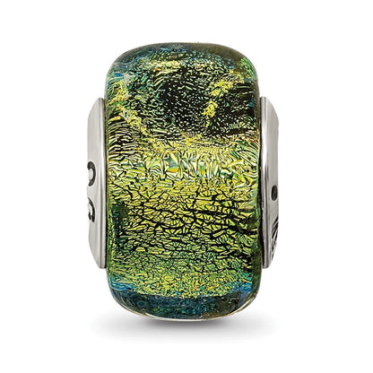 Sterlingsilber Reflections Gelb Dichroic Glas Quadratisch Perle