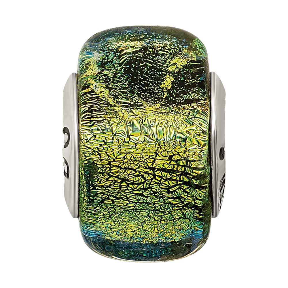 Sterlingsilber Reflections Gelb Dichroic Glas Quadratisch Perle