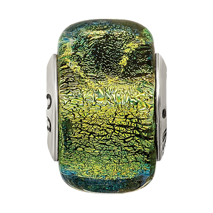 Sterlingsilber Reflections Gelb Dichroic Glas Quadratisch Perle