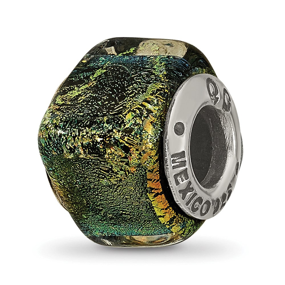 Sterlingsilber Reflections Gelb Dichroic Glas Quadratisch Perle