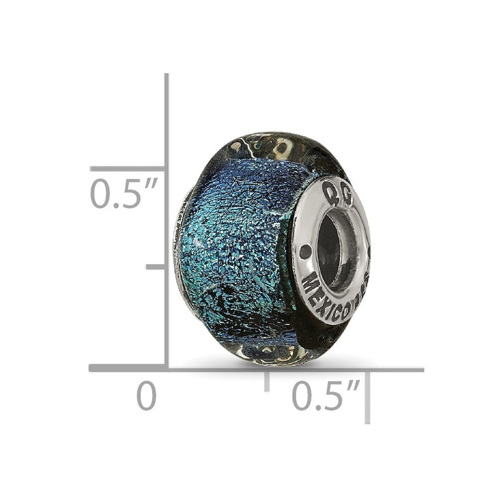 Sterlingsilber Reflections Blau Dichroic Glas Quadratisch Perle