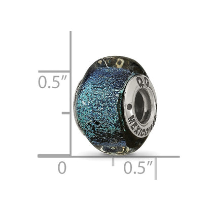 Sterlingsilber Reflections Blau Dichroic Glas Quadratisch Perle