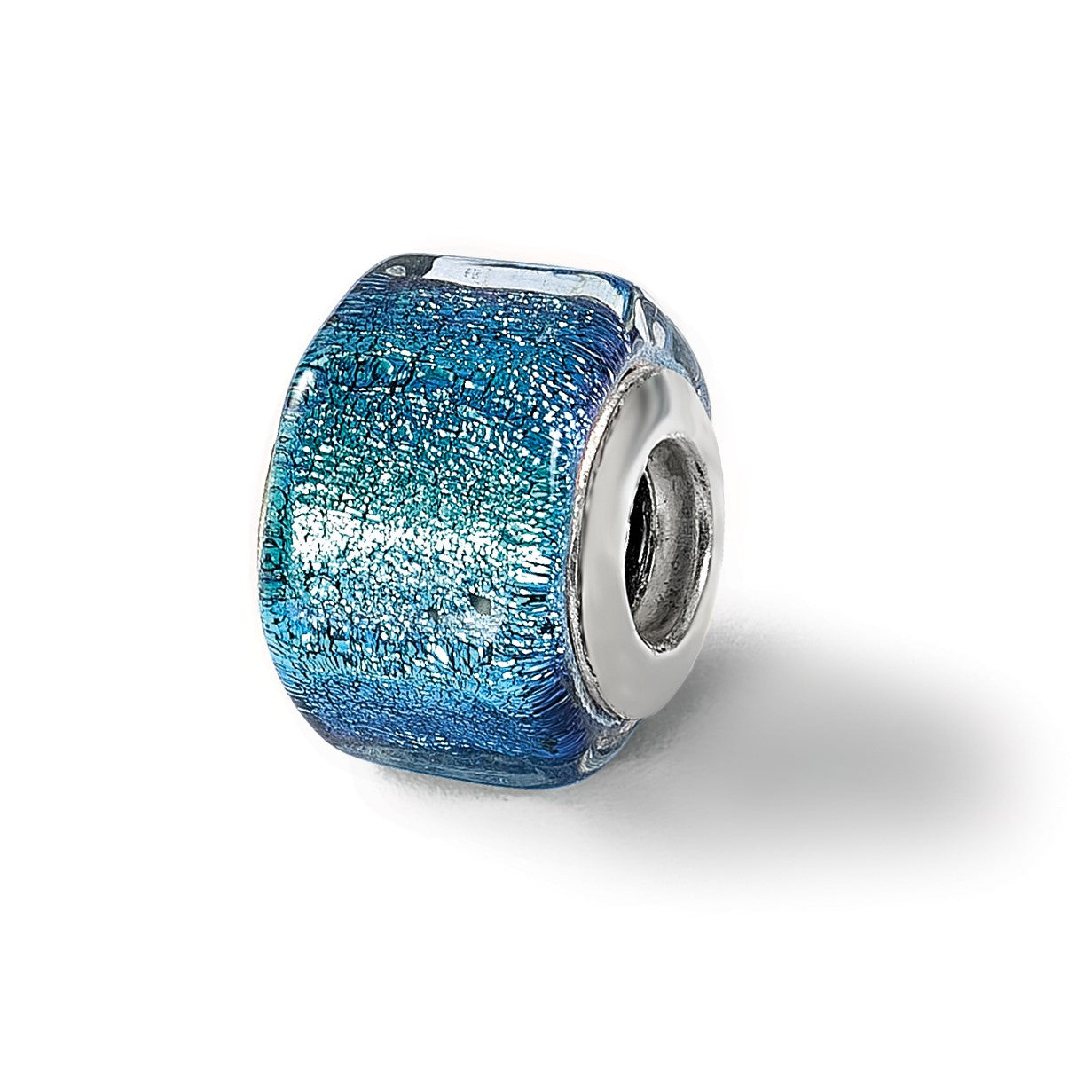 Sterlingsilber Reflections Blau Dichroic Glas Quadratisch Perle