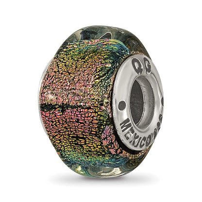 Sterlingsilber Reflections Lila Dichroic Glas Quadratisch Perle
