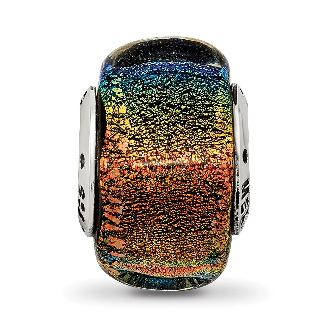 Sterlingsilber Reflections Regenbogen Dichroic Glas Quadratisch Perle