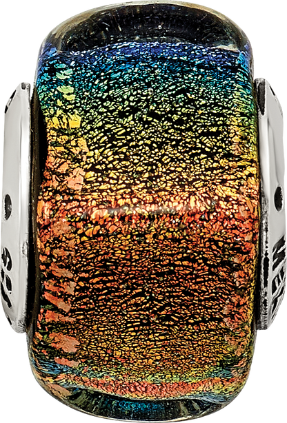 Sterlingsilber Reflections Regenbogen Dichroic Glas Quadratisch Perle